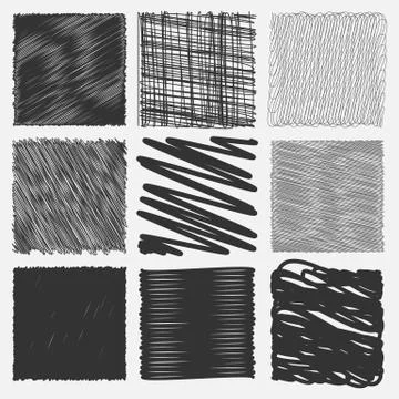Collection of backgrounds with linear doodles イラスト素材