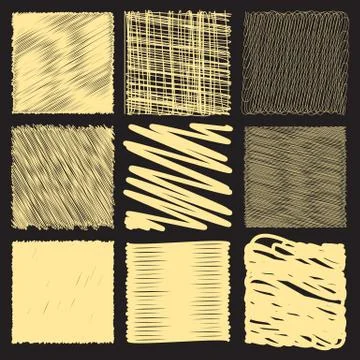 Collection of backgrounds with linear doodles Stockillustratie