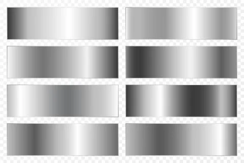 Collection of backgrounds with a metallic gradient. Brilliant plates with sil Stock Illustration