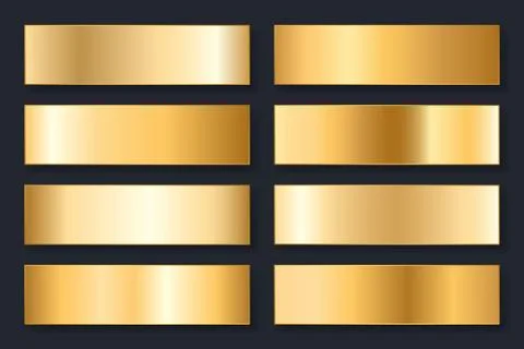 Collection of backgrounds with a metallic gradient. Brilliant plates with gol Stock Illustration