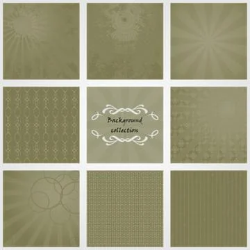Collection of backgrounds in olive tones Stock Illustration