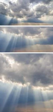 Collection of backgrounds with sunset sky Stock Photos