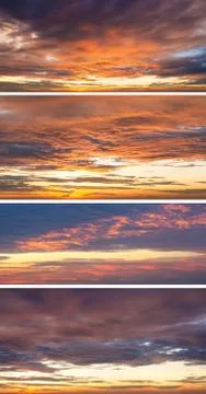 Collection of backgrounds with sunset sky Stock Photos