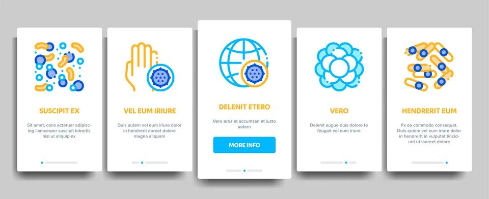Collection Bacteria Germs Vector Onboarding Stock Illustration