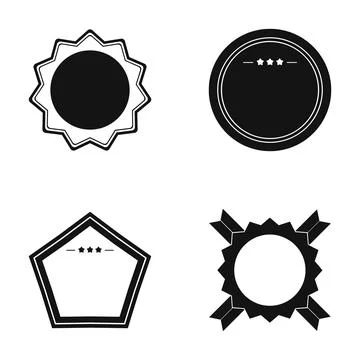 Collection of badges and labels in simple black style Stockillustratie