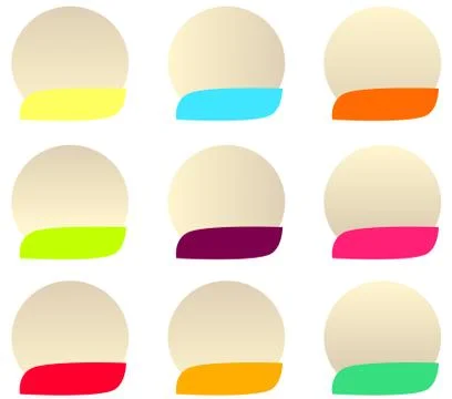 Collection of badges in different colors Stock Illustration