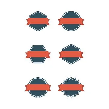 Collection of badges with label, flat style vectors Stock Illustration