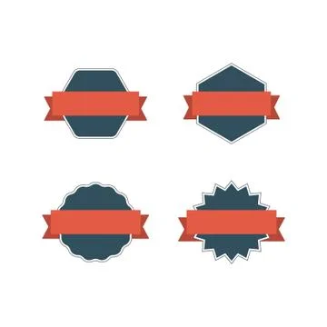 Collection of badges with label, flat style vectors Stock Illustration