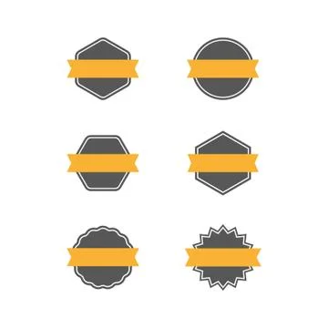 Collection of badges with label, flat style vectors Stock Illustration