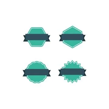 Collection of badges with label, flat style vectors Illustrazione stock
