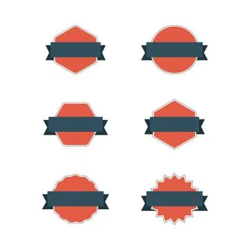Collection of badges with label, flat style vectors Stock Illustration