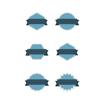 Collection of badges with label, flat style vectors Stock Illustration