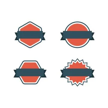 Collection of badges with label, flat style vectors Stock Illustration