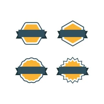 Collection of badges with label, flat style vectors Stock Illustration
