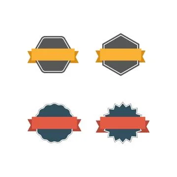 Collection of badges with label, flat style vectors Illustrazione stock