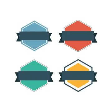 Collection of badges with label, flat style vectors Stock Illustration
