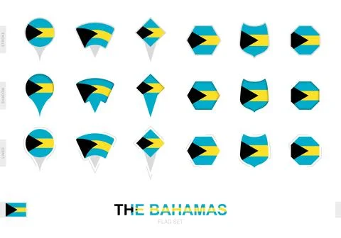 Collection of the The Bahamas flag in different shapes and with three diffe.. Stock Illustration