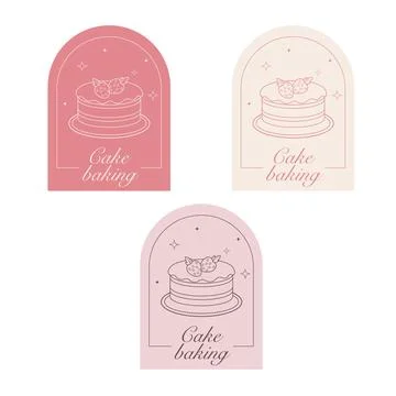 Collection of bakery logos, cute cake logos for confectionery , retro vintage Illustrazione stock