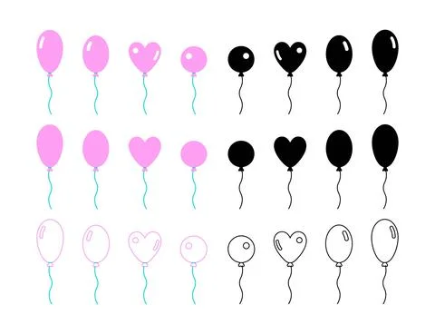 Collection of balloons two colors Stock Illustration