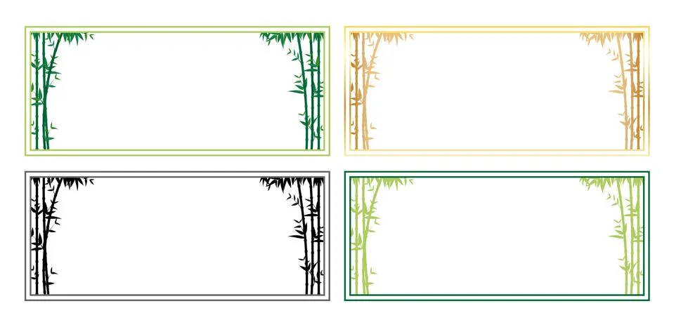 Collection of bamboo template frame vector set - Vector illustration Stock Illustration