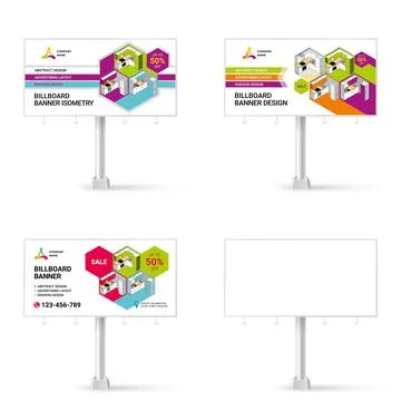 Collection of banner design, creative set of Billboard design for street adve Illustrazione stock