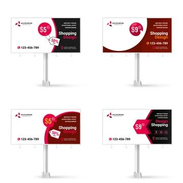 Collection of banner design, creative set of Billboard design for street adve Illustrazione stock