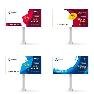 Collection of banner design, creative set of Billboard design for street adve 스톡 일러스트
