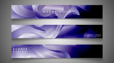 Collection of banner sets. background gradient irregular blue waves. vector i Ilustración de archivo