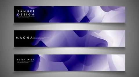 Collection of banner sets. background gradient irregular blue waves. vector i Stock Illustration