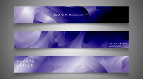 Collection of banner sets. background gradient irregular blue waves. vector i Ilustración de archivo