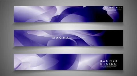 Collection of banner sets. background gradient irregular blue waves. vector i Ilustración de archivo