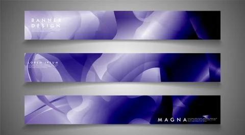 Collection of banner sets. background gradient irregular blue waves. vector i Ilustración de archivo