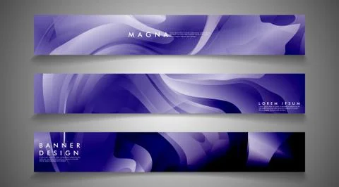 Collection of banner sets. background gradient irregular blue waves. vector i Ilustración de archivo