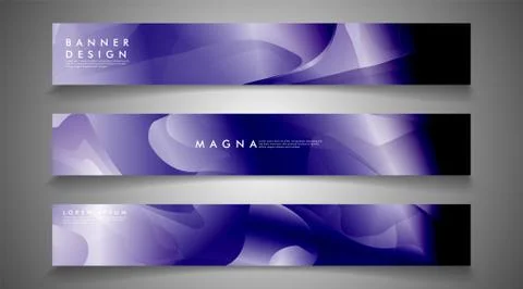 Collection of banner sets. background gradient irregular blue waves. vector i Ilustración de archivo