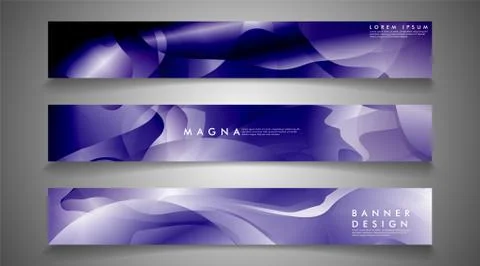 Collection of banner sets. background gradient irregular blue waves. vector i Ilustración de archivo