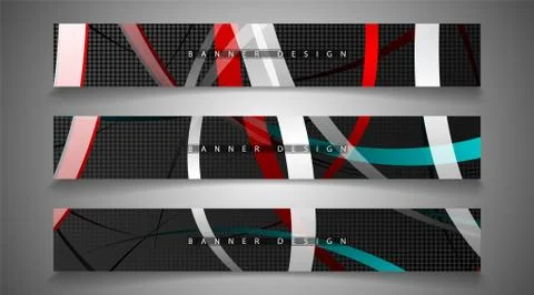 Collection of banner sets. background of irregular colorful wave bands. vecto Stock Illustration