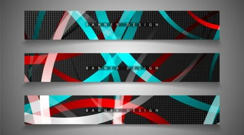 Collection of banner sets. background of irregular colorful wave bands. vecto Illustrazione stock