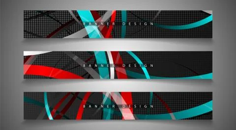 Collection of banner sets. background of irregular colorful wave bands. vecto Illustrazione stock