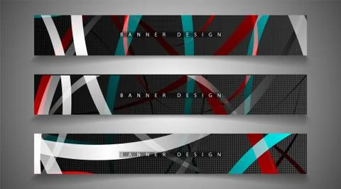 Collection of banner sets. background of irregular colorful wave bands. vecto Stock Illustration