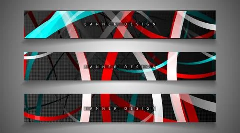 Collection of banner sets. background of irregular colorful wave bands. vecto イラスト素材