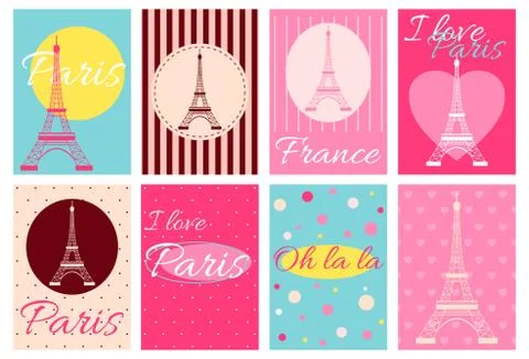 Collection of banners with Eiffel tower Stock-Illustration