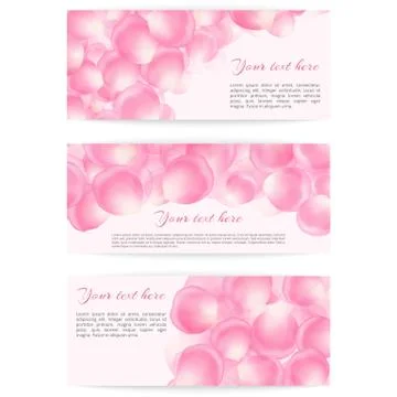 Collection of banners with rose petals Stock Illustration
