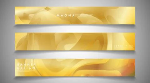 Collection of banners, vector backgrounds with wavy gold colored patterns. su Stock Illustration