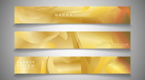 Collection of banners, vector backgrounds with wavy gold colored patterns. su Stock Illustration