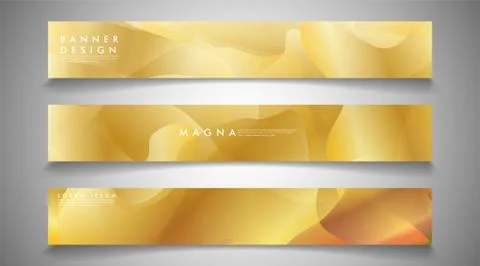 Collection of banners, vector backgrounds with wavy gold colored patterns. su Stock Illustration