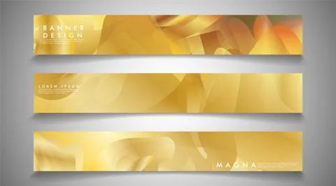 Collection of banners, vector backgrounds with wavy gold colored patterns. su Illustrazione stock