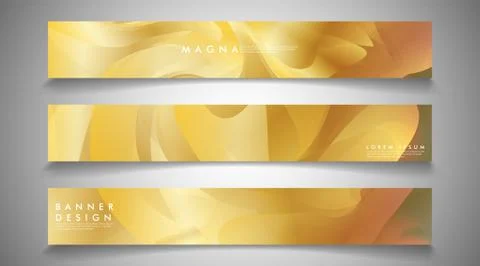 Collection of banners, vector backgrounds with wavy gold colored patterns. su Illustrazione stock