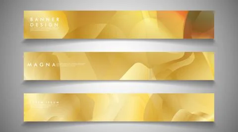 Collection of banners, vector backgrounds with wavy gold colored patterns. su 스톡 일러스트
