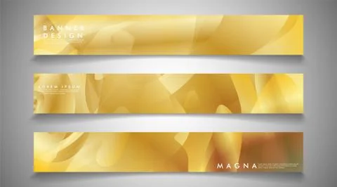 Collection of banners, vector backgrounds with wavy gold colored patterns. su Illustrazione stock