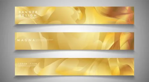Collection of banners, vector backgrounds with wavy gold colored patterns. su Stock Illustration
